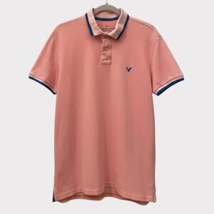 American Eagle Outfitters Mens Pink & Blue Short Sleeve Polo Shirt